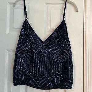 Forever 21 navy sequin crop top